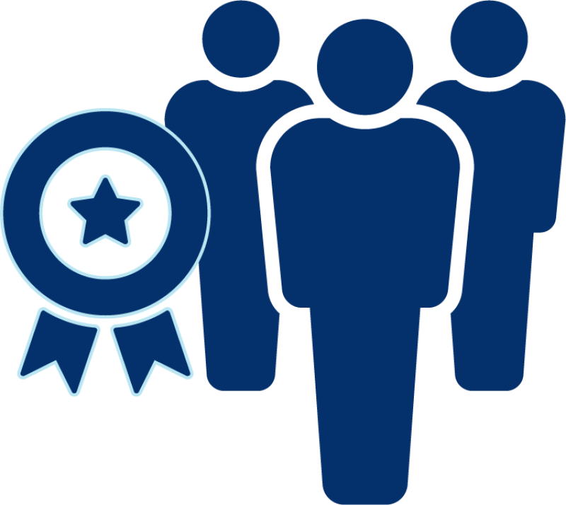 icon with 3 people and a badge representing apprenticeships