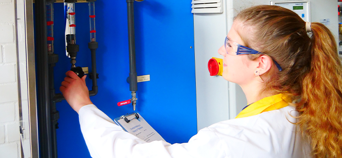 young person in lab coat