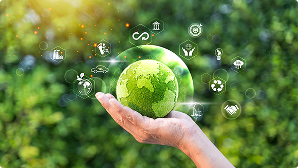 green globe in a hand
